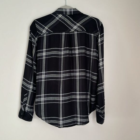 Rails Women's Hunter Mixed Plaid Button-Up Shirt, Black Storm Parchment Size S - Picture 3 of 9